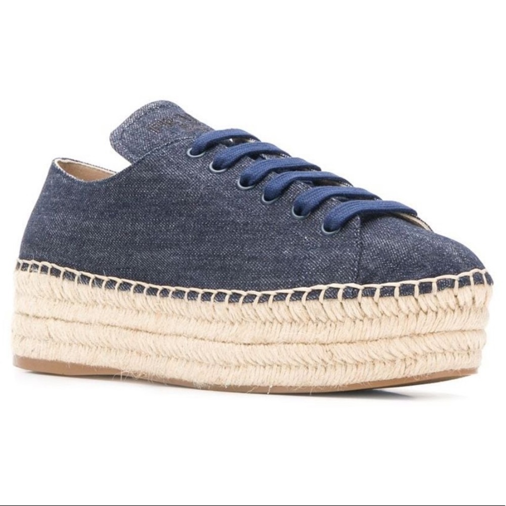 Prada Denim Platform Espadrilles